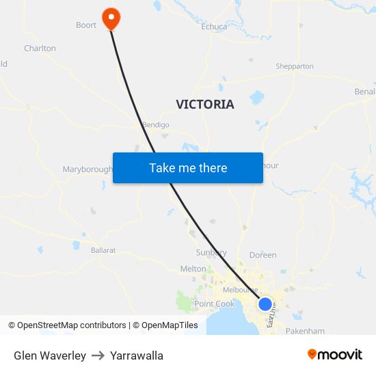 Glen Waverley to Yarrawalla map