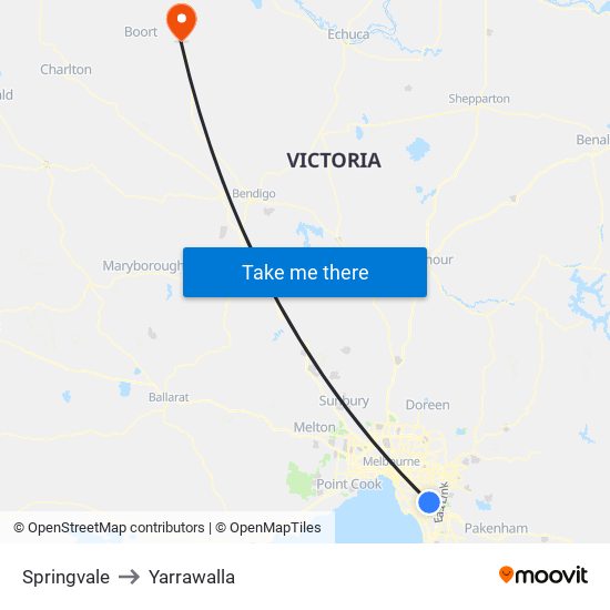 Springvale to Yarrawalla map