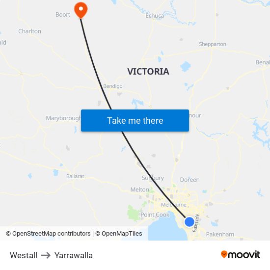 Westall to Yarrawalla map