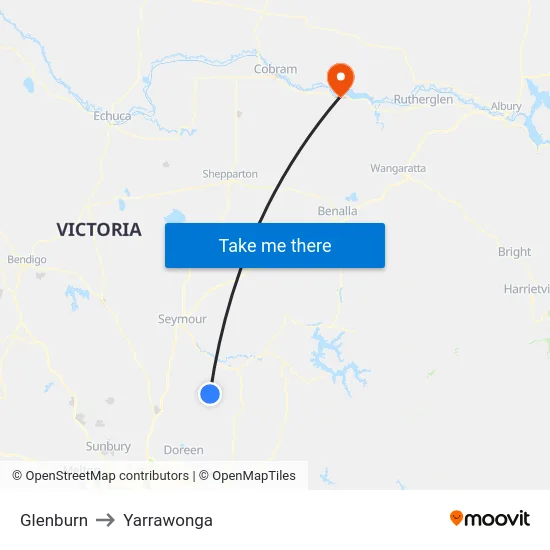 Glenburn to Yarrawonga map