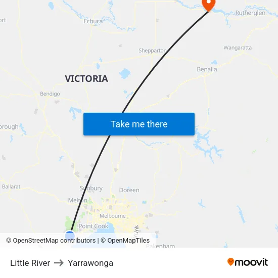 Little River to Yarrawonga map