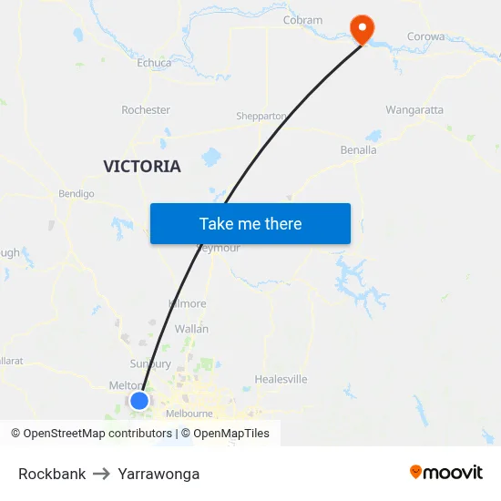 Rockbank to Yarrawonga map