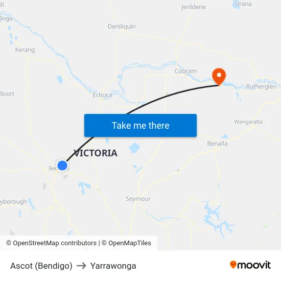 Ascot (Bendigo) to Yarrawonga map