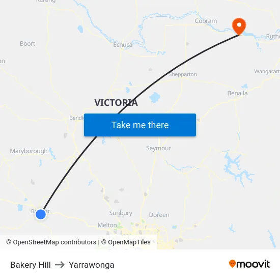 Bakery Hill to Yarrawonga map