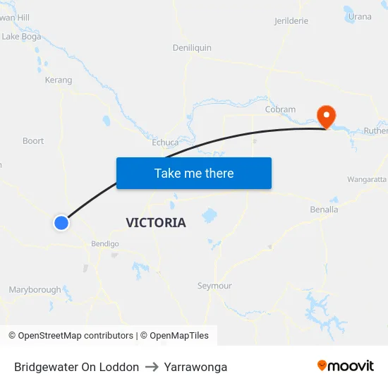 Bridgewater On Loddon to Yarrawonga map