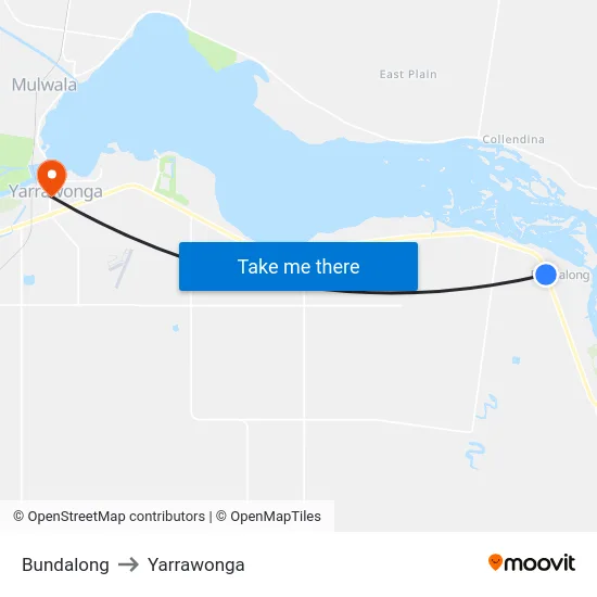 Bundalong to Yarrawonga map