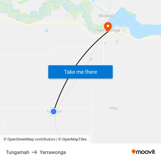 Tungamah to Yarrawonga map
