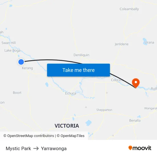 Mystic Park to Yarrawonga map