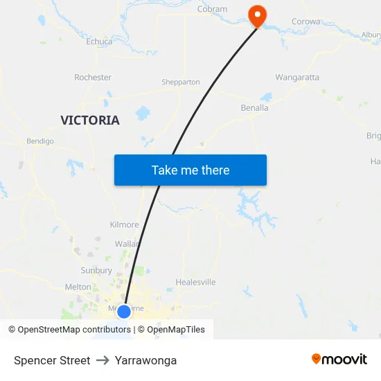 Spencer Street to Yarrawonga map