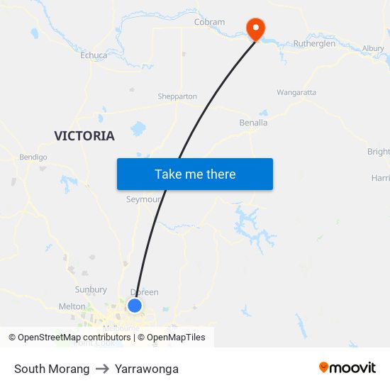 South Morang to Yarrawonga map