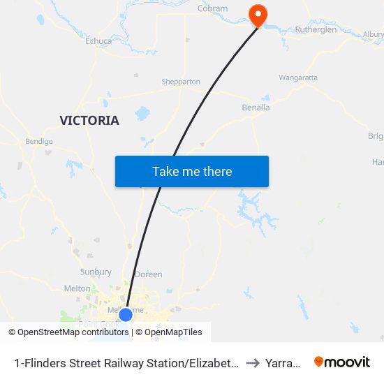 1-Flinders Street Railway Station/Elizabeth St (Melbourne City) to Yarrawonga map