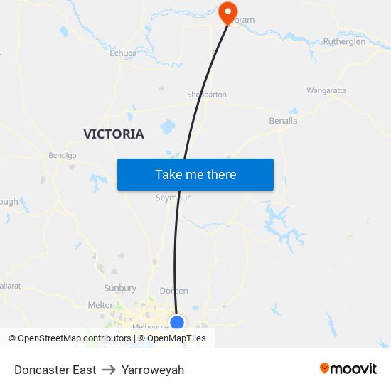 Doncaster East to Yarroweyah map