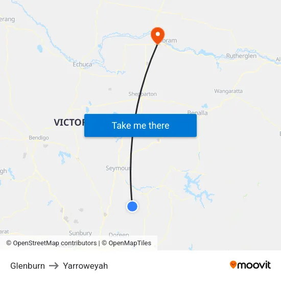 Glenburn to Yarroweyah map
