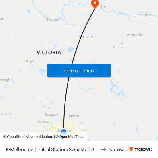 8-Melbourne Central Station/Swanston St (Melbourne City) to Yarroweyah map