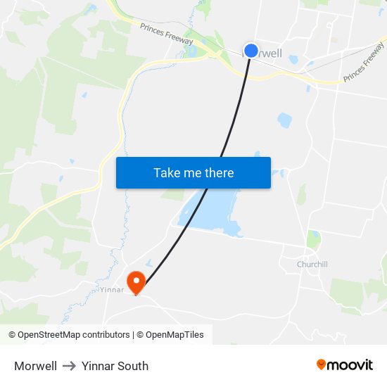Morwell to Yinnar South map