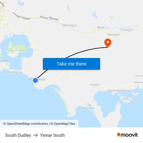 South Dudley to Yinnar South map