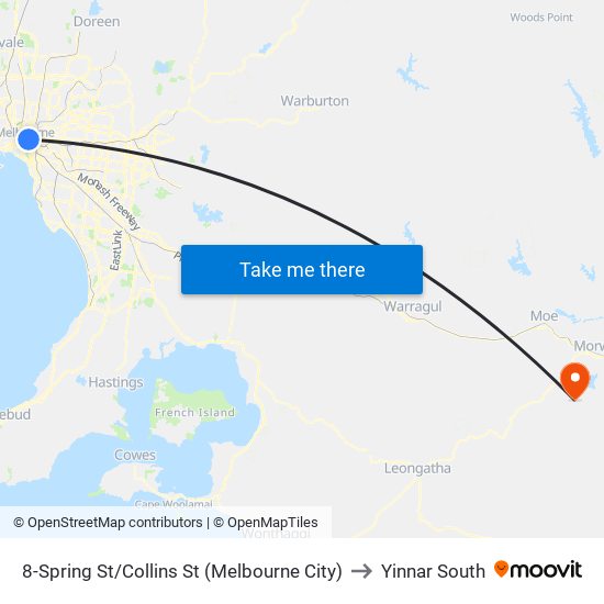 8-Spring St/Collins St (Melbourne City) to Yinnar South map