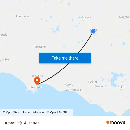 Ararat to Allestree map