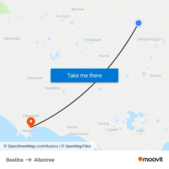 Bealiba to Allestree map