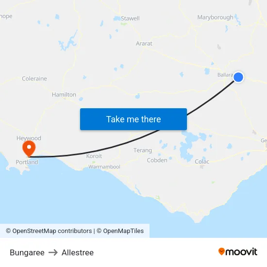 Bungaree to Allestree map