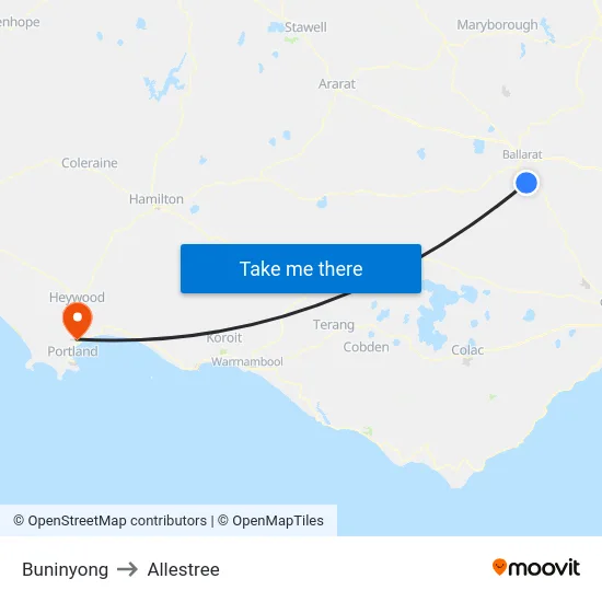 Buninyong to Allestree map