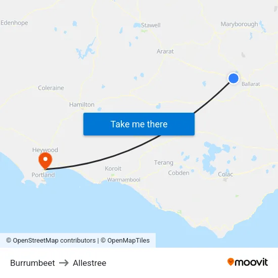 Burrumbeet to Allestree map