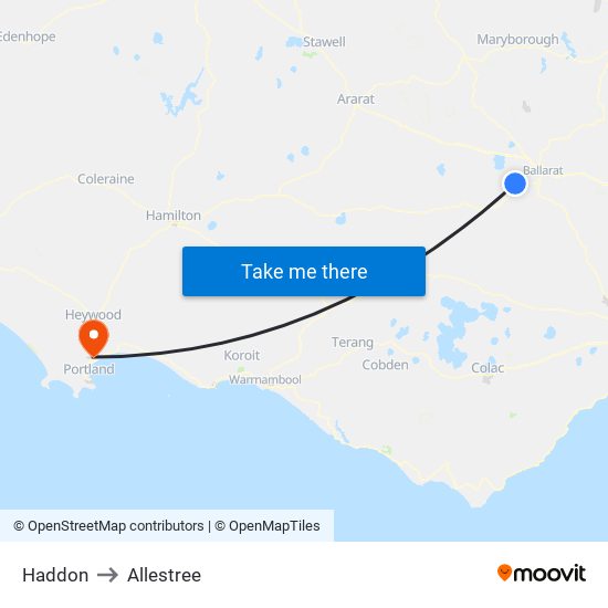 Haddon to Allestree map