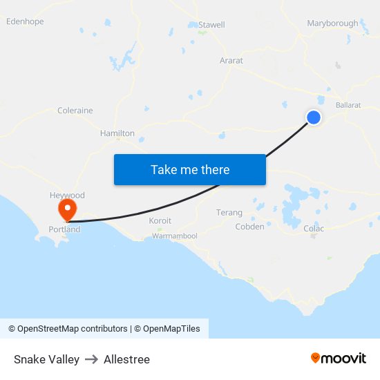 Snake Valley to Allestree map