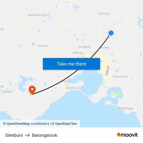 Glenburn to Barongarook map