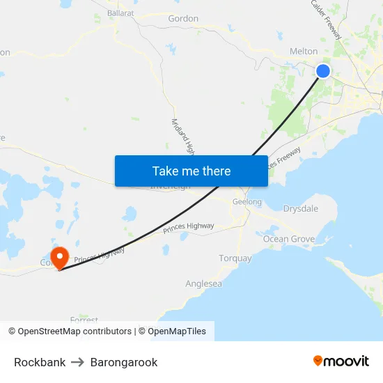 Rockbank to Barongarook map