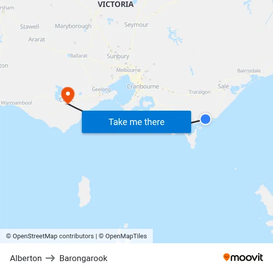 Alberton to Barongarook map