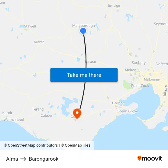 Alma to Barongarook map