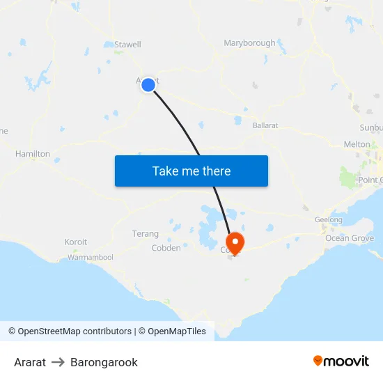 Ararat to Barongarook map