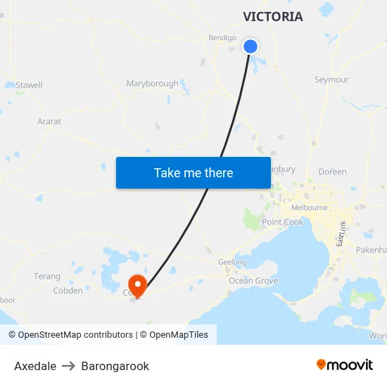 Axedale to Barongarook map