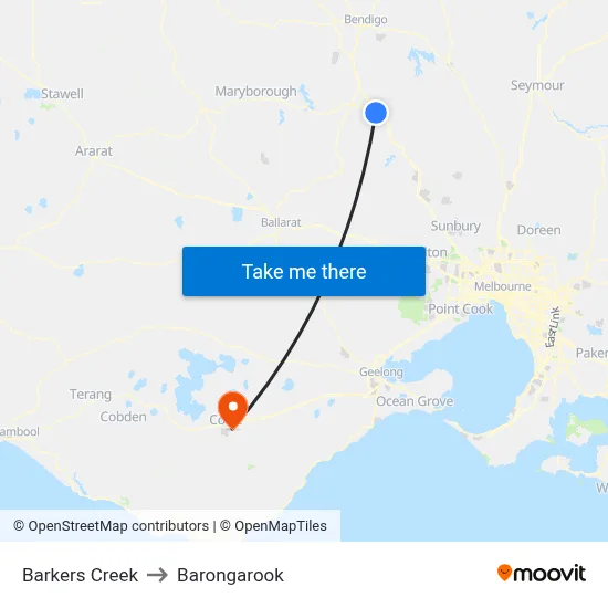 Barkers Creek to Barongarook map