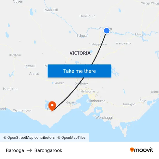Barooga to Barongarook map