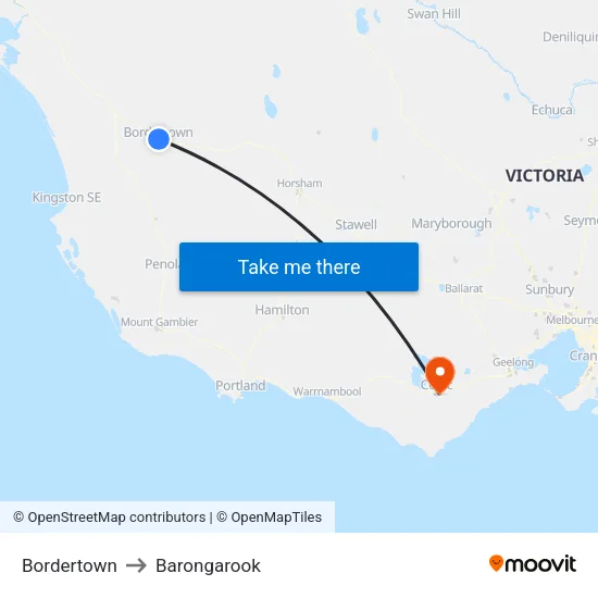 Bordertown to Barongarook map