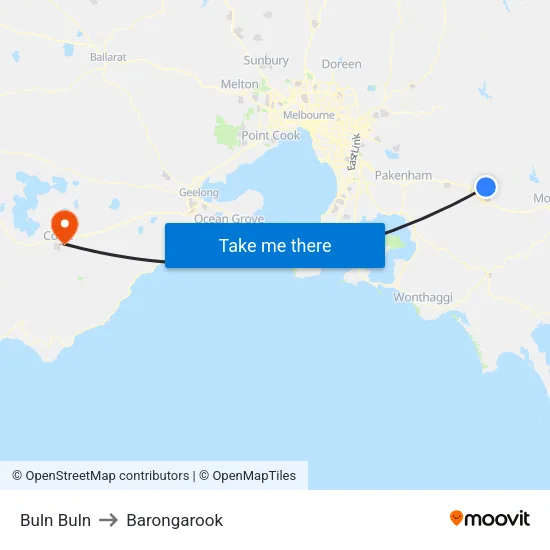 Buln Buln to Barongarook map