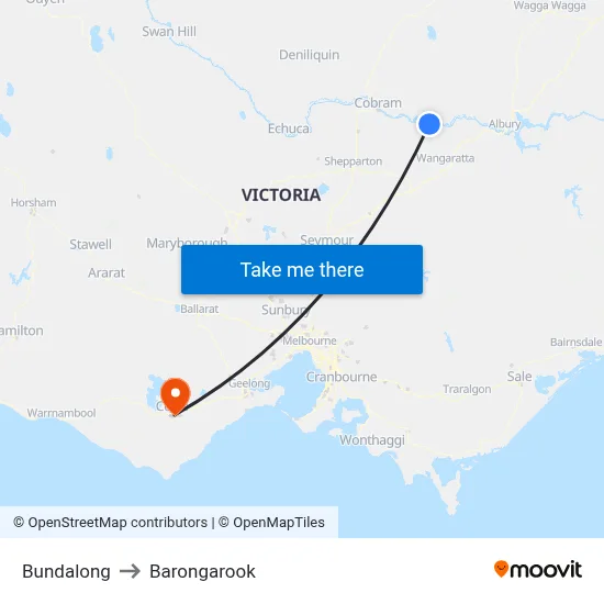 Bundalong to Barongarook map