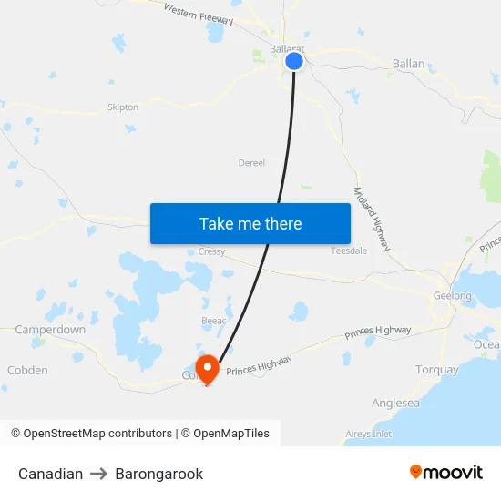 Canadian to Barongarook map