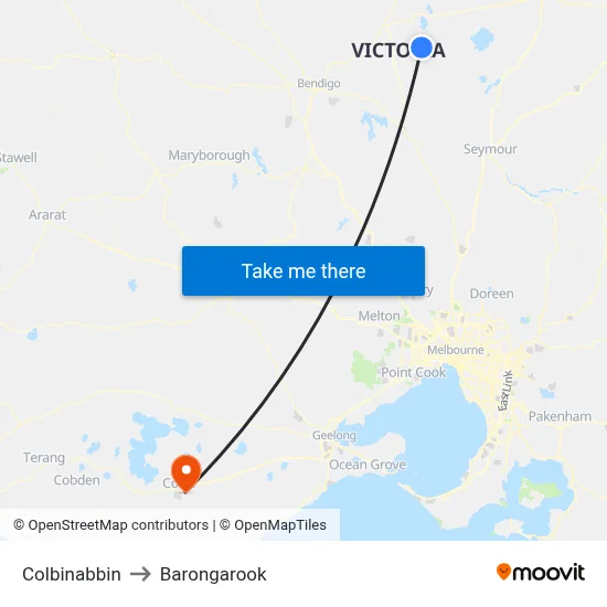 Colbinabbin to Barongarook map