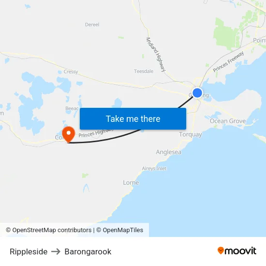 Rippleside to Barongarook map