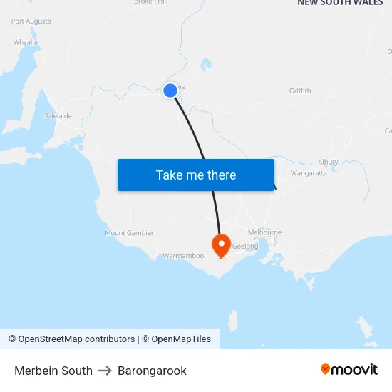 Merbein South to Barongarook map