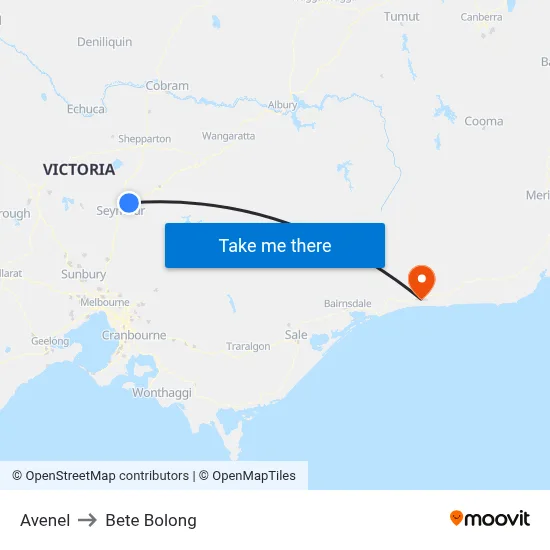 Avenel to Bete Bolong map