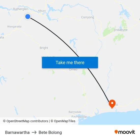 Barnawartha to Bete Bolong map