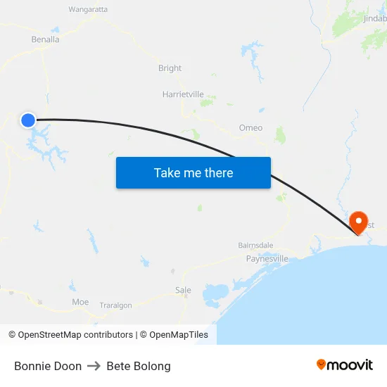 Bonnie Doon to Bete Bolong map