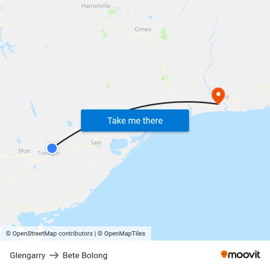 Glengarry to Bete Bolong map