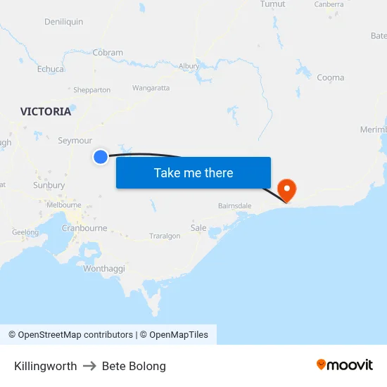 Killingworth to Bete Bolong map