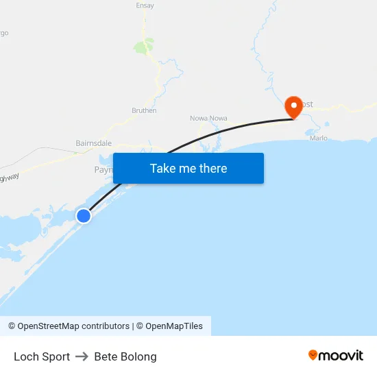 Loch Sport to Bete Bolong map