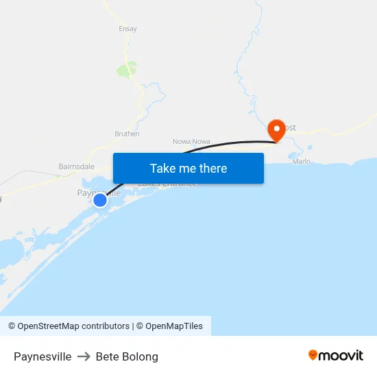 Paynesville to Bete Bolong map
